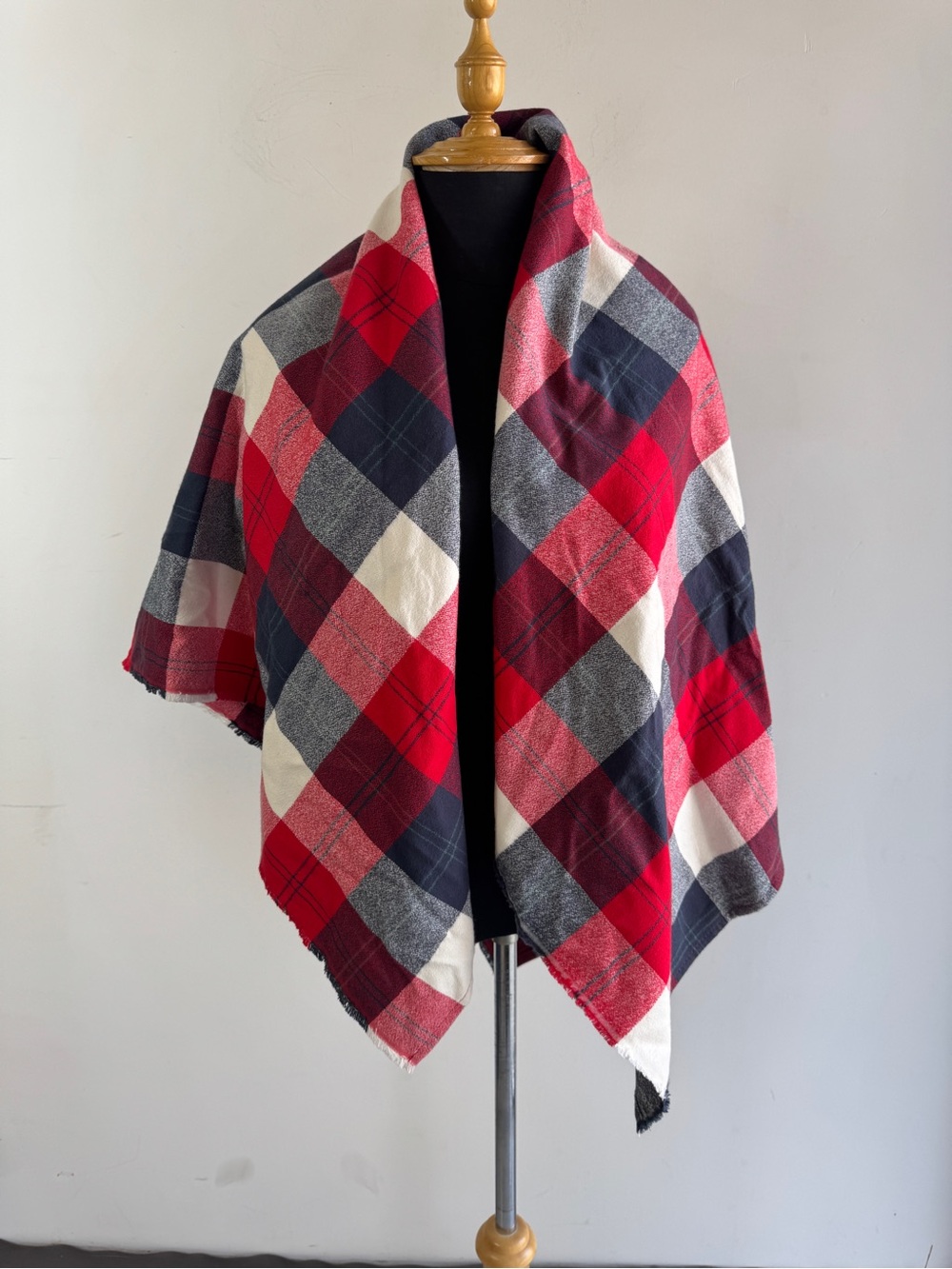 Buttercream Clothing Red Navy White Buffalo Plaid Blanket Scarf Cozy Wrap Fall